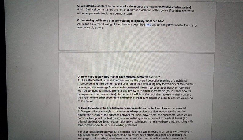 AdSense FAQ on 'fake news' and hate speech, page 3