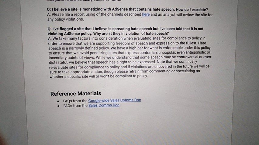 AdSense FAQ on 'fake news' and hate speech, page 6