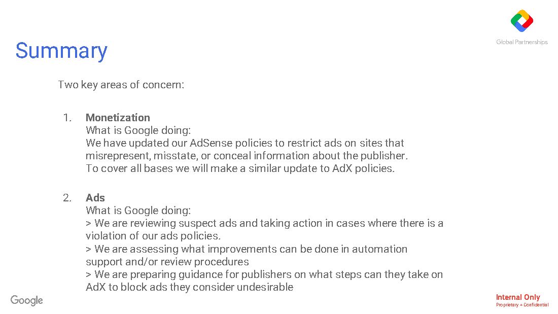 Training deck: 'Google efforts to address Fake News' (Dec. 2016), page 12