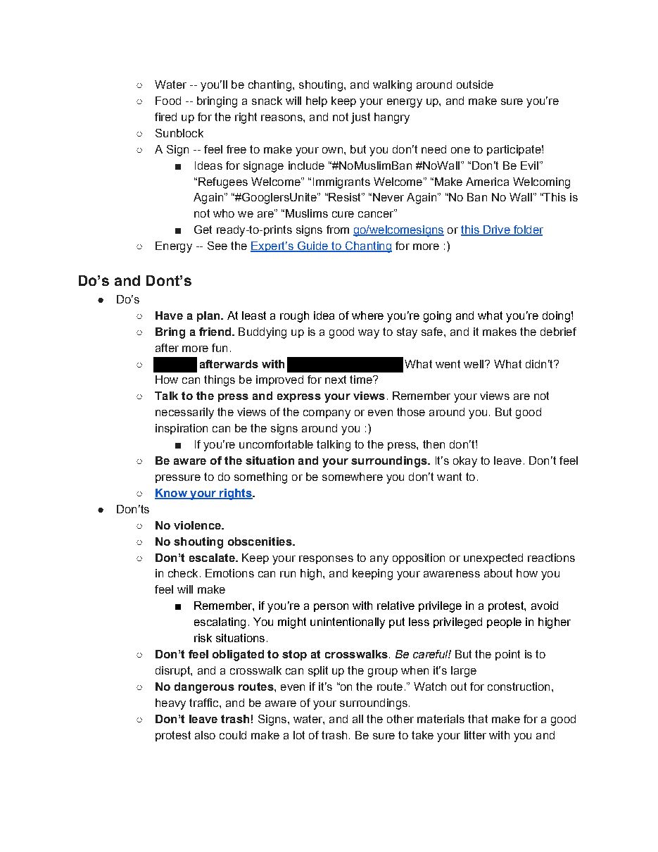 'Beginner's Guide to Protesting' (GooglersUnite), page 2