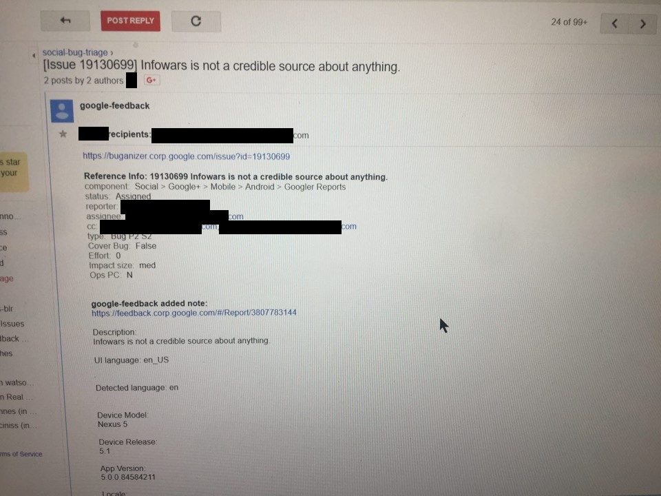 Bug reports: 'Infowars is not a credible source' (2016), page 2