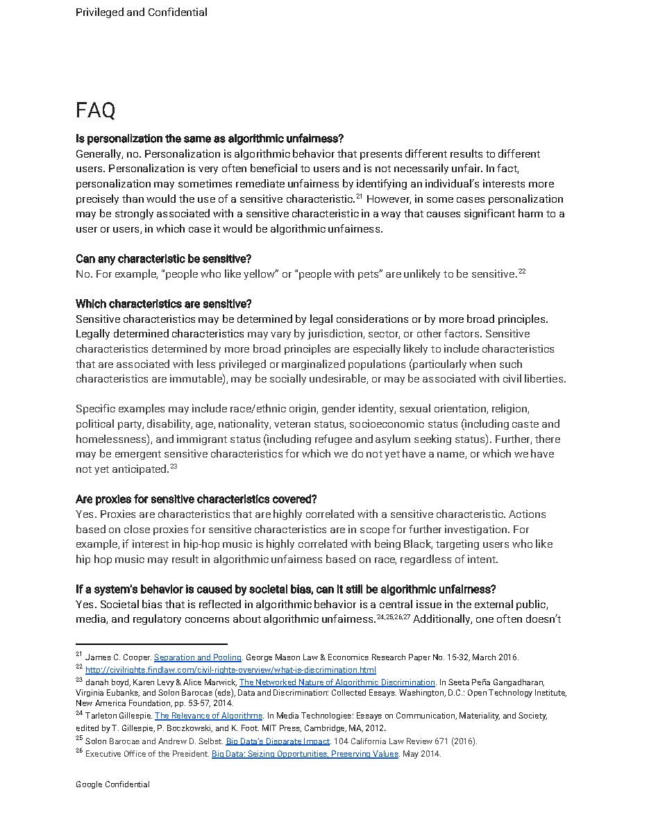 'Definition of Algorithmic Unfairness' (Feb. 2017), page 6