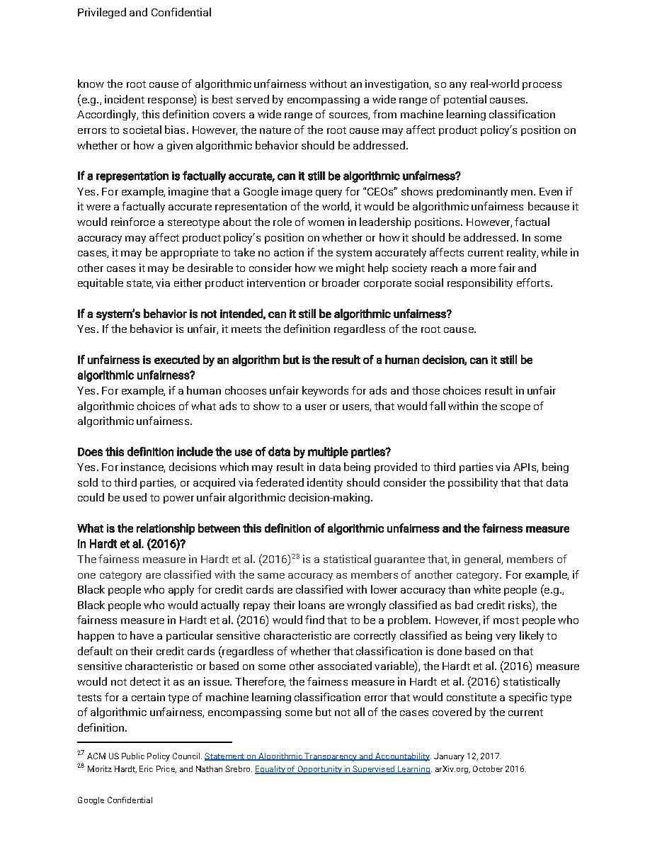 'Definition of Algorithmic Unfairness' (Feb. 2017), page 7