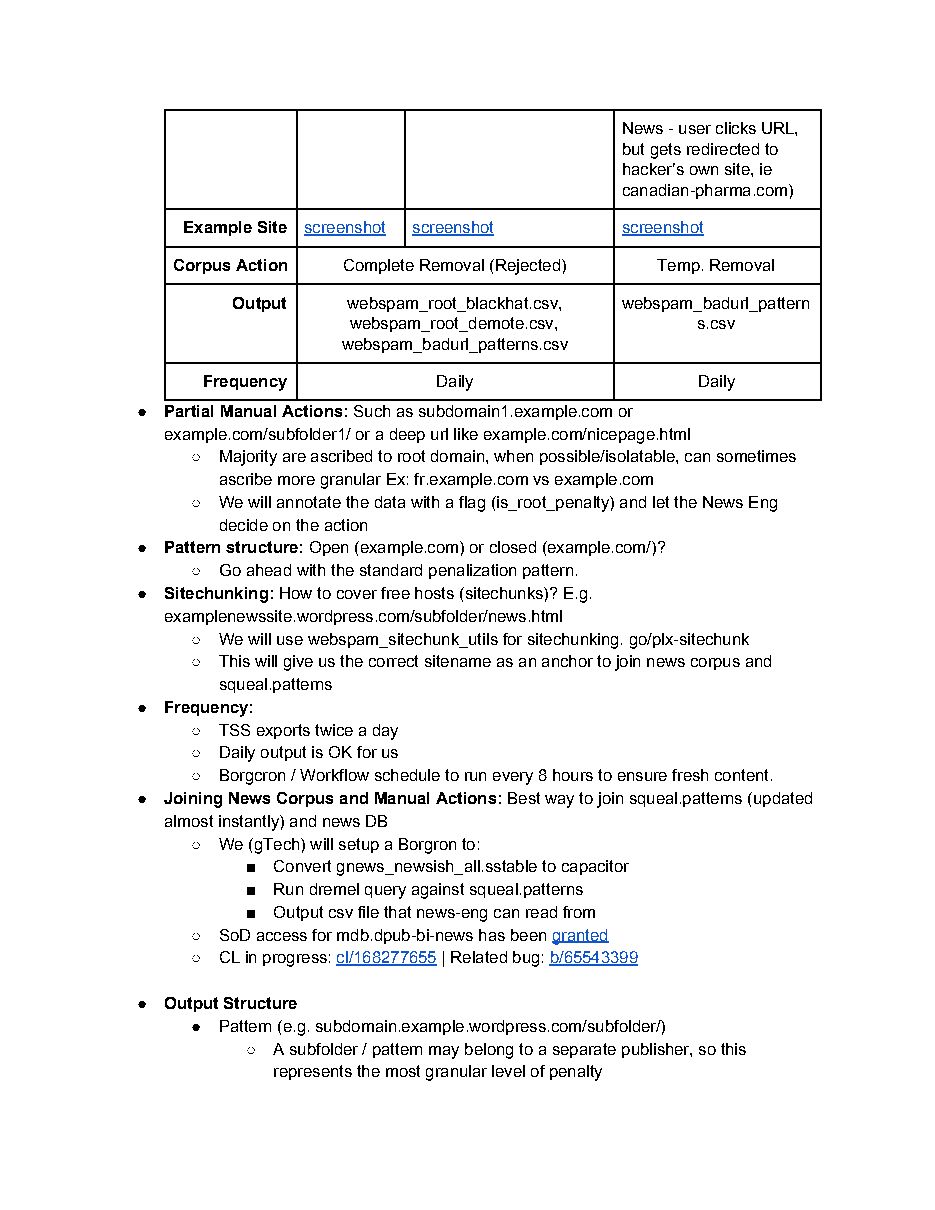 Design doc: feeding WebSpam manual actions to Google News (2017), page 3