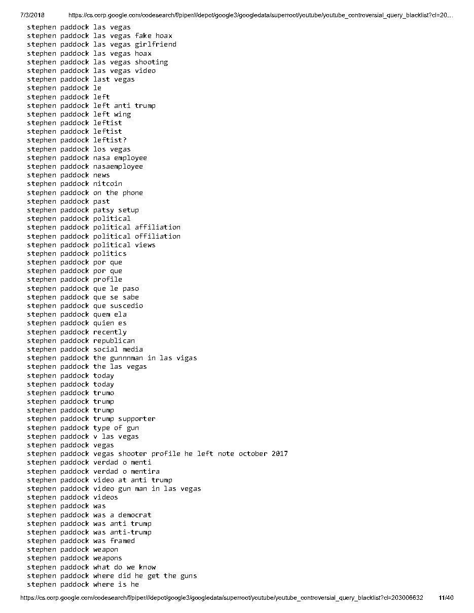 YouTube 'controversial query blacklist' (2018), page 11