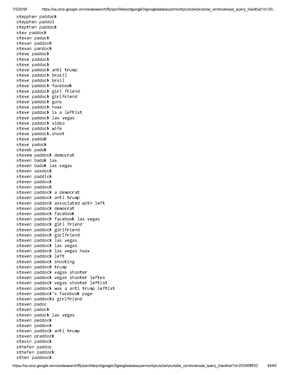 YouTube 'controversial query blacklist' (2018), page 14