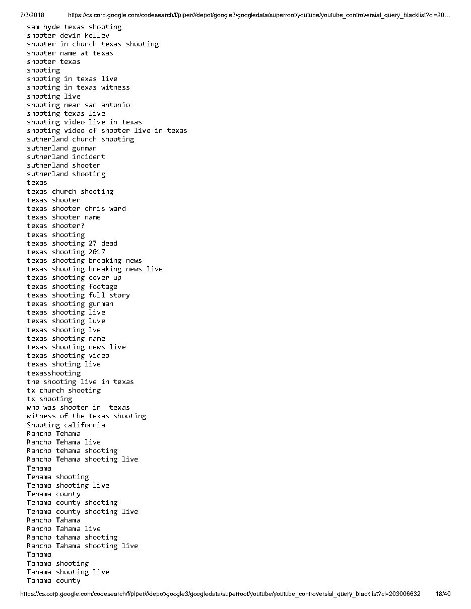 YouTube 'controversial query blacklist' (2018), page 18