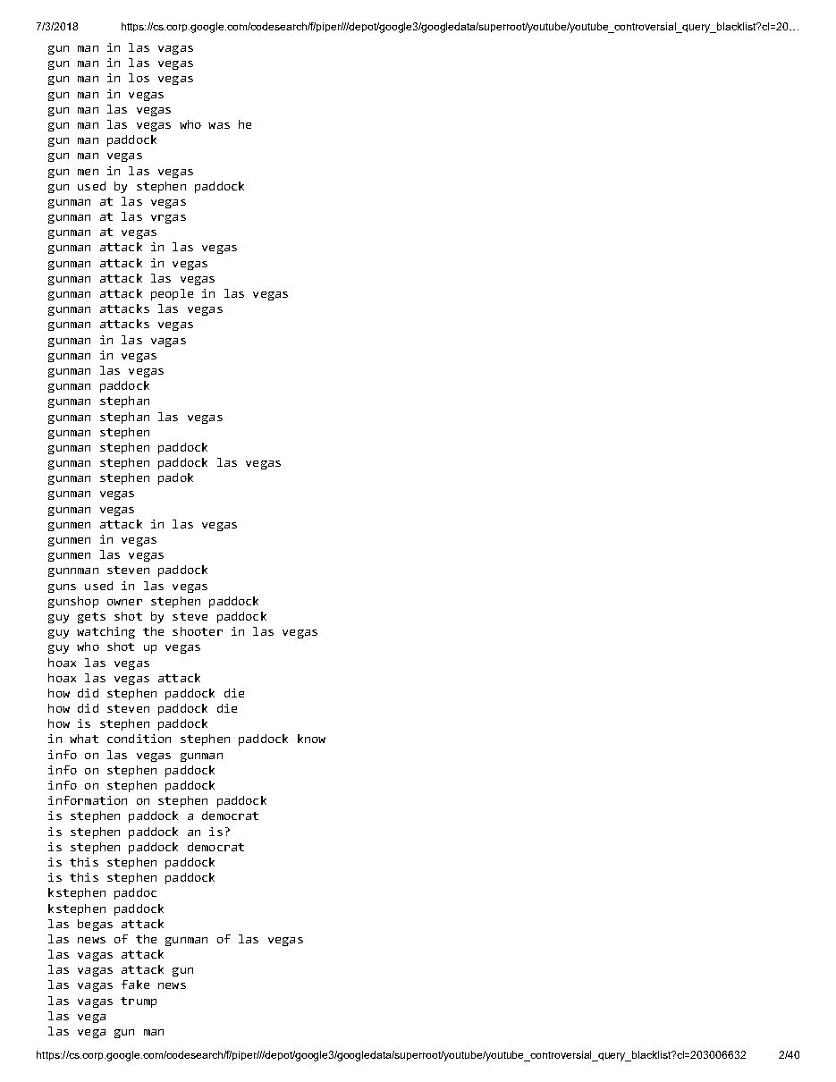 YouTube 'controversial query blacklist' (2018), page 2
