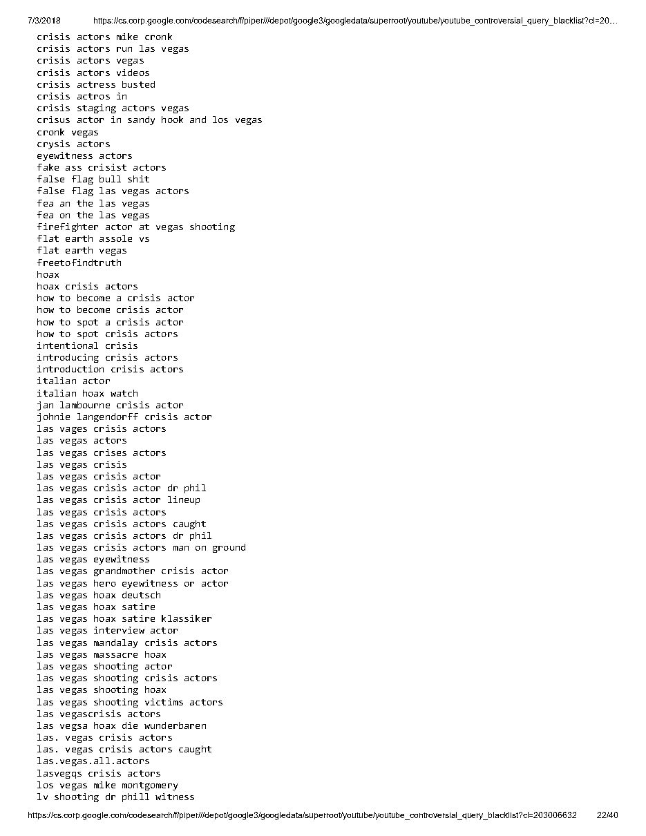 YouTube 'controversial query blacklist' (2018), page 22