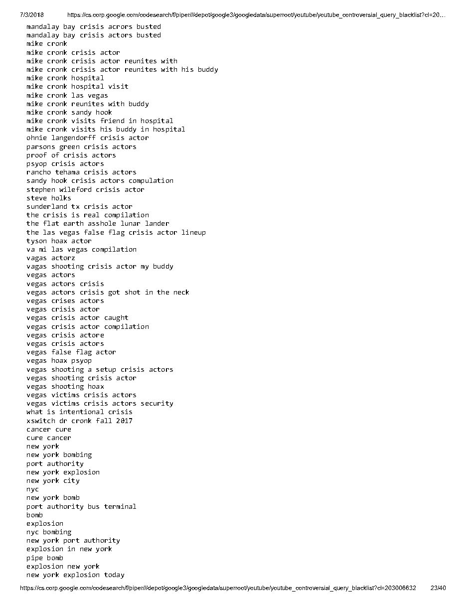 YouTube 'controversial query blacklist' (2018), page 23