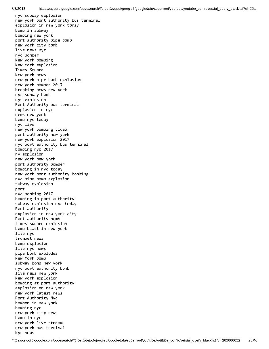 YouTube 'controversial query blacklist' (2018), page 25