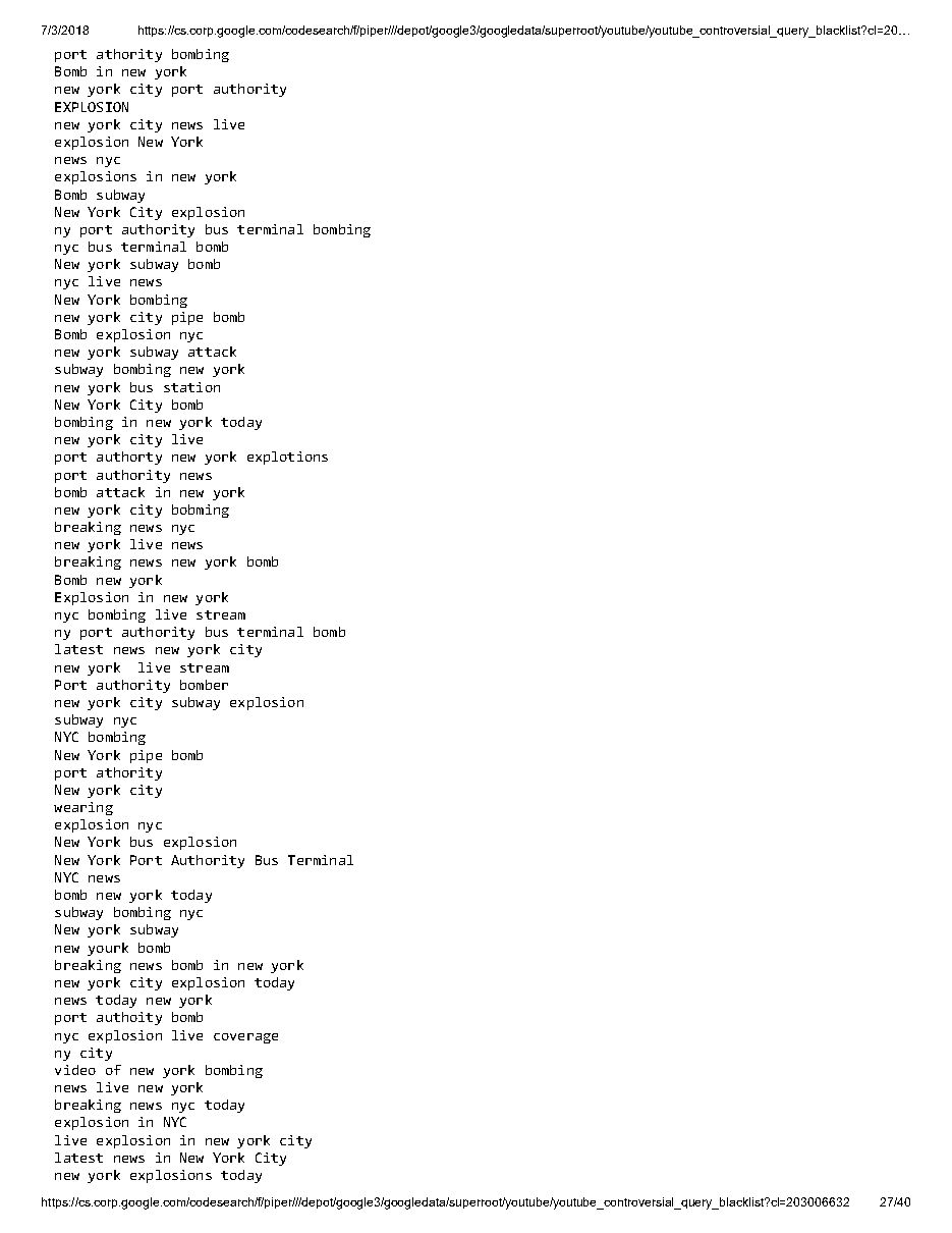 YouTube 'controversial query blacklist' (2018), page 27