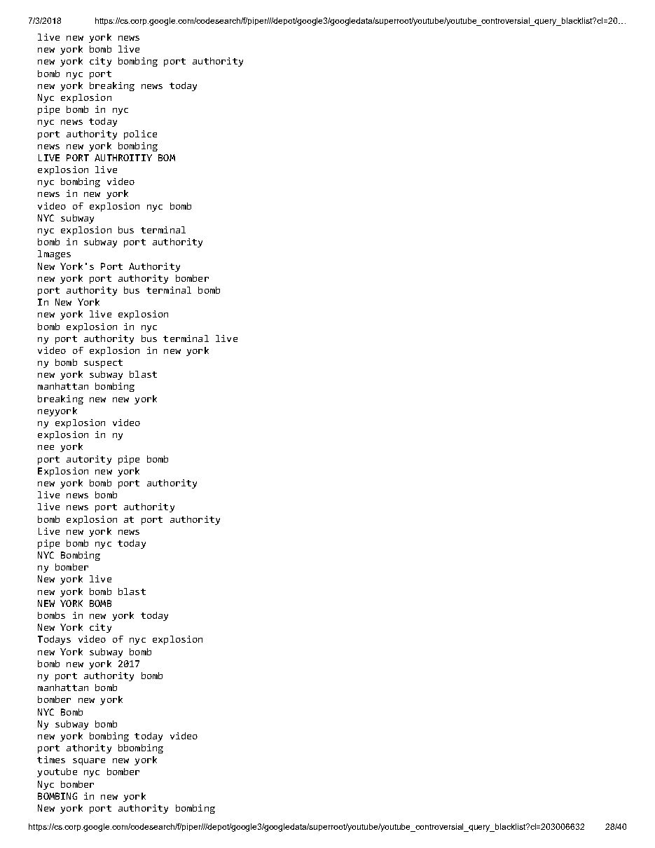 YouTube 'controversial query blacklist' (2018), page 28