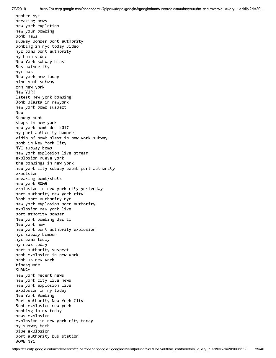 YouTube 'controversial query blacklist' (2018), page 29