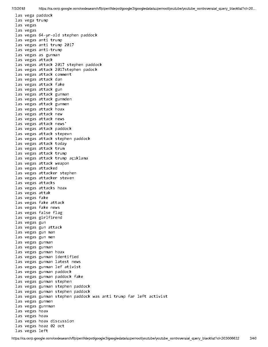 YouTube 'controversial query blacklist' (2018), page 3