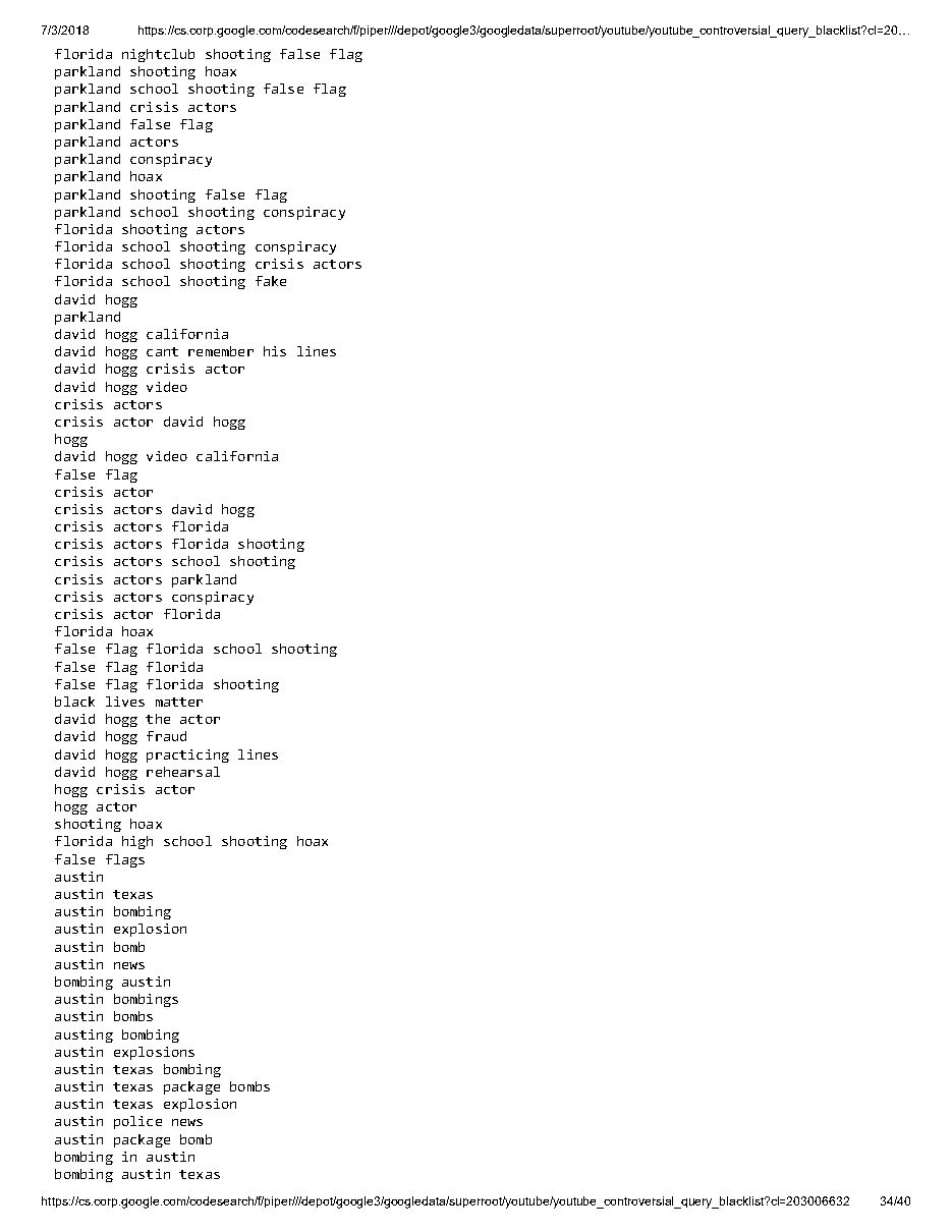 YouTube 'controversial query blacklist' (2018), page 34