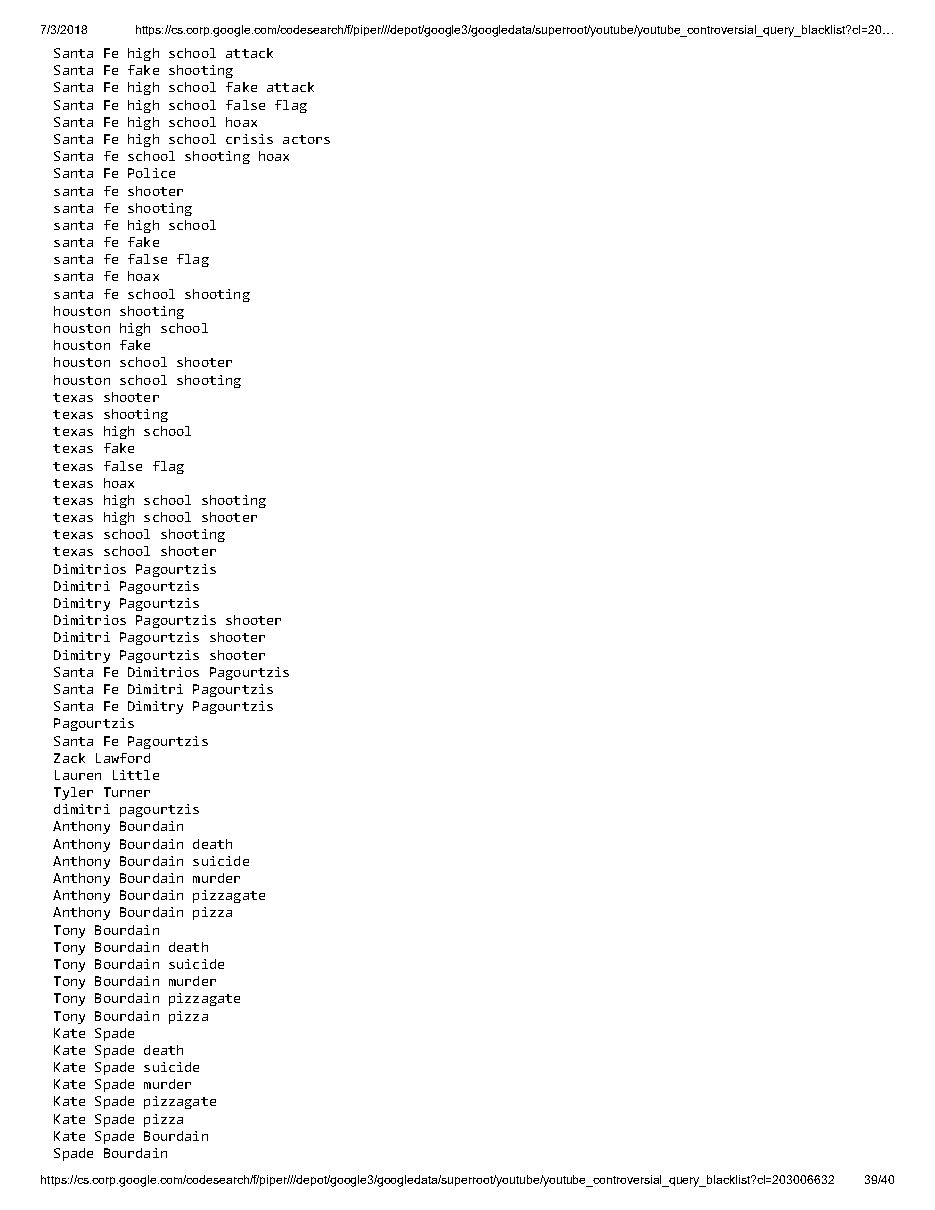 YouTube 'controversial query blacklist' (2018), page 39