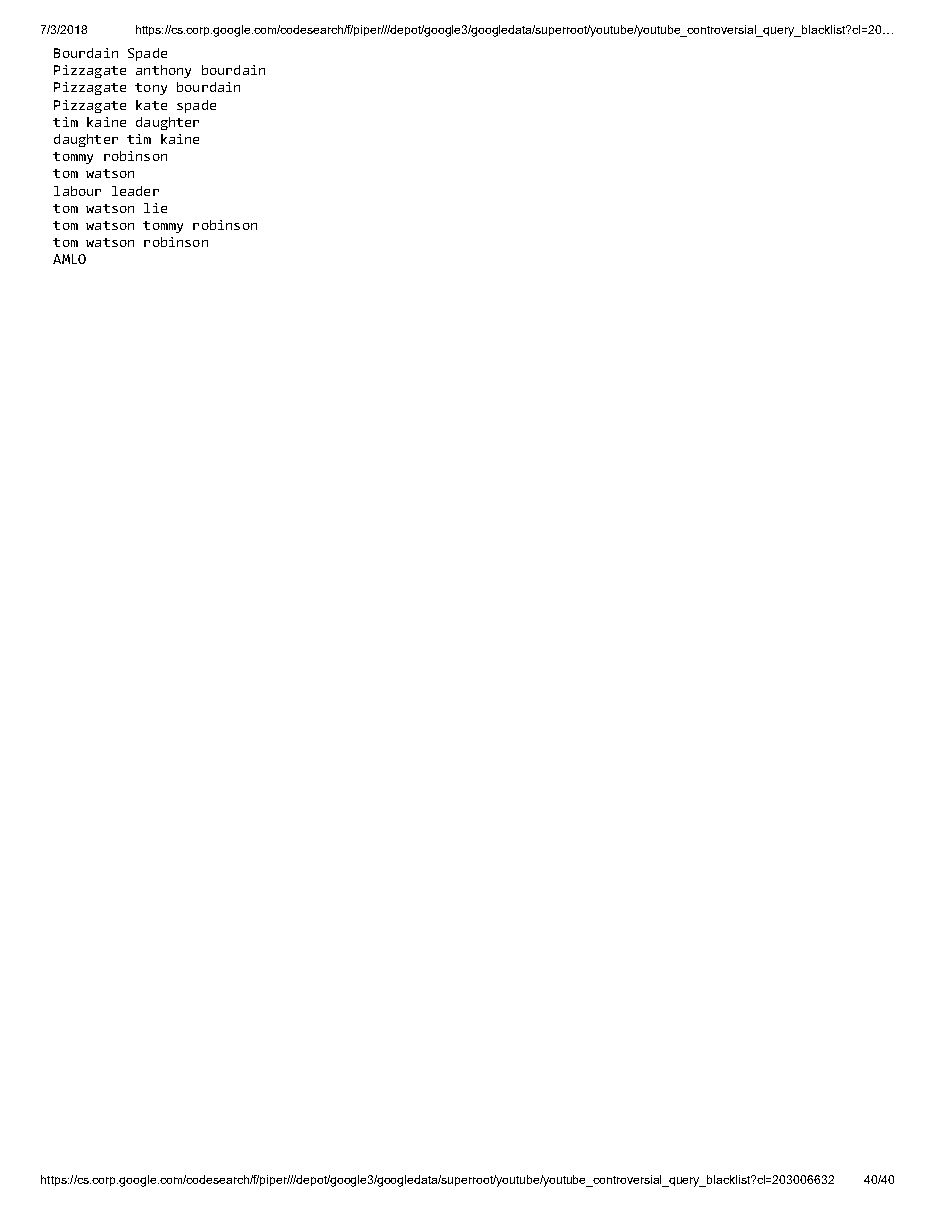 YouTube 'controversial query blacklist' (2018), page 40