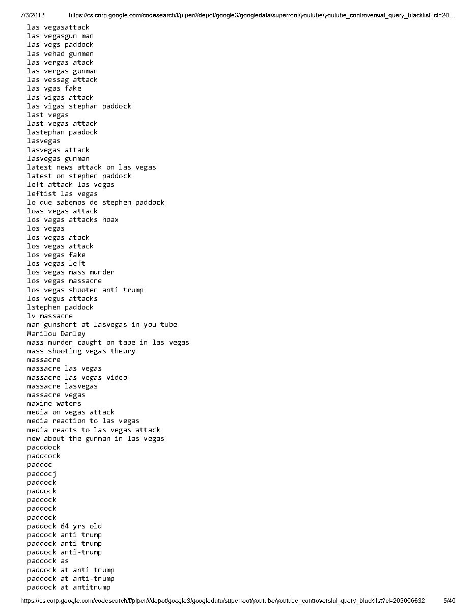 YouTube 'controversial query blacklist' (2018), page 5
