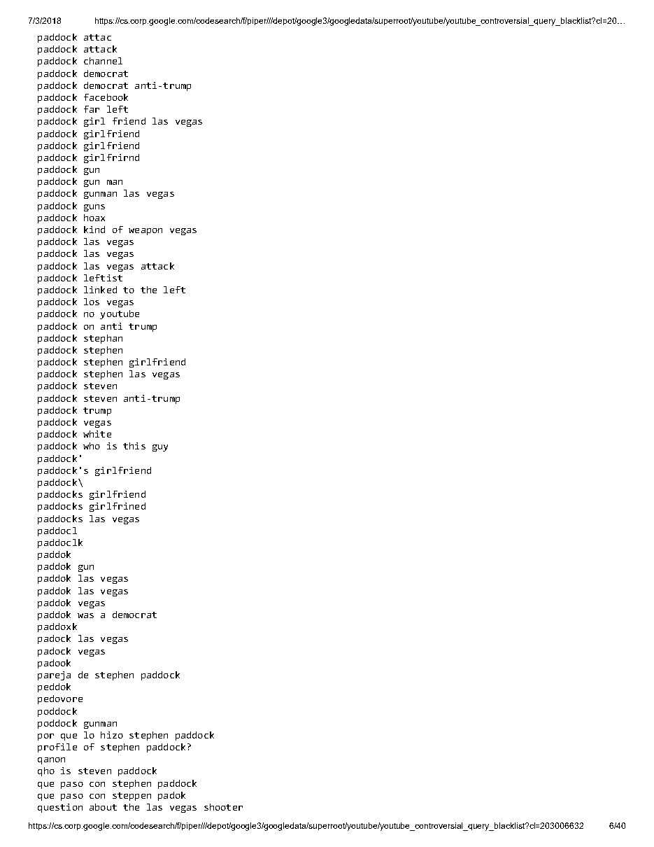 YouTube 'controversial query blacklist' (2018), page 6